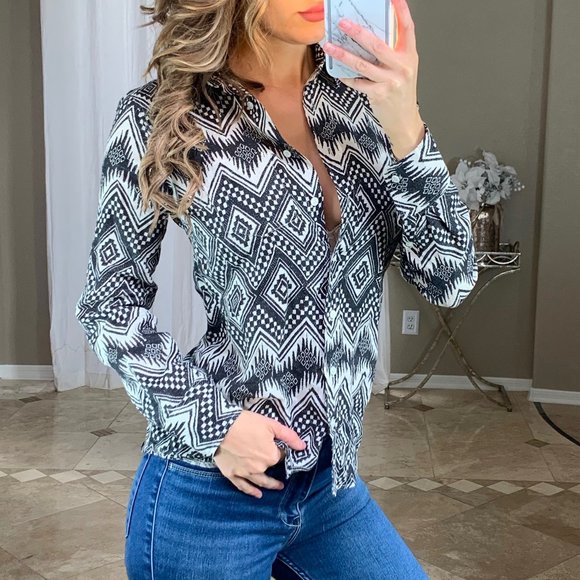 J. Crew 100% Linen Aztec Southwestern Boy Shirt 00 - Picture 3 of 6